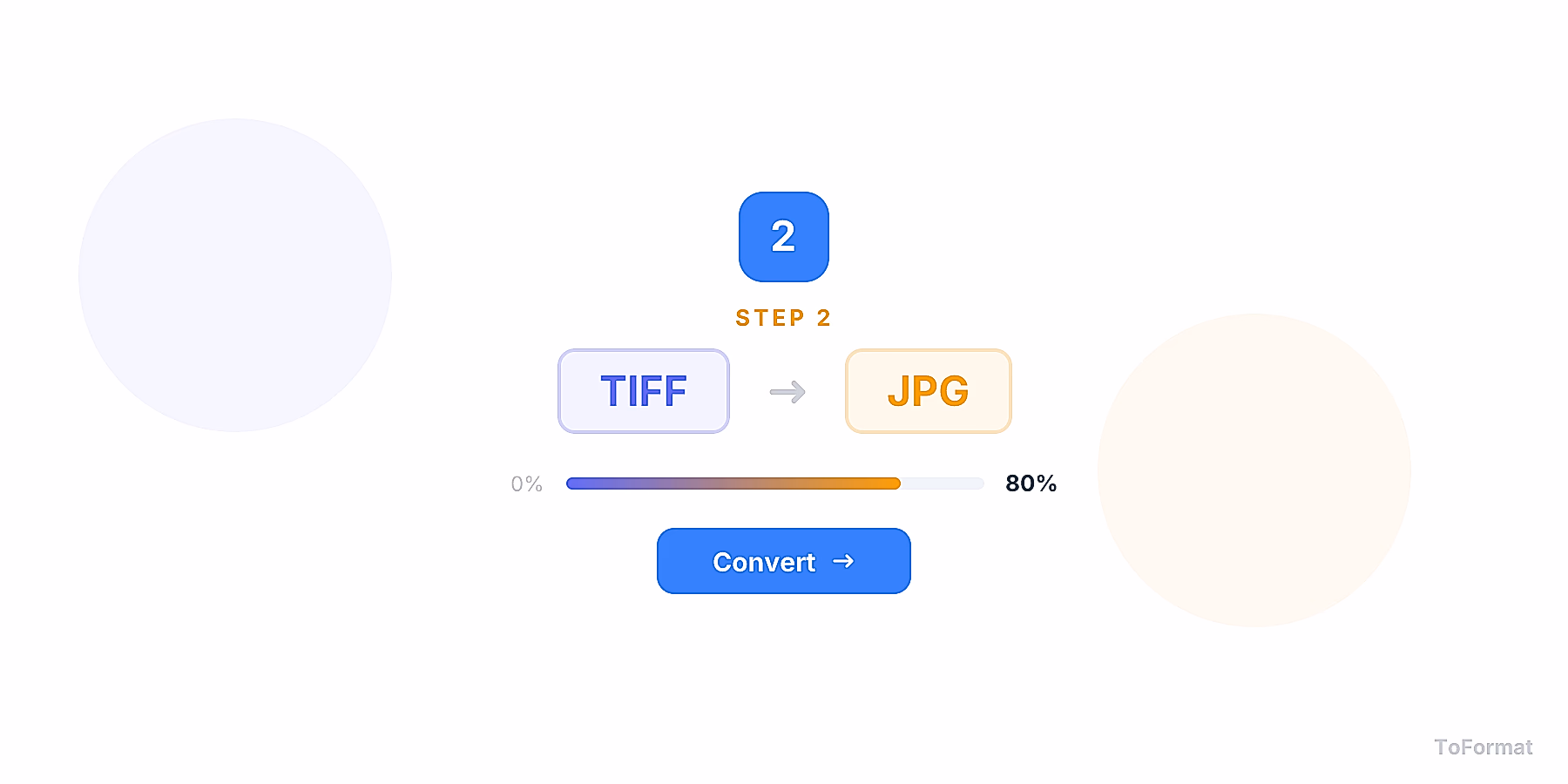 Step 2 — converting TIFF to JPG, quality settings for TIFF to JPG on ToFormat