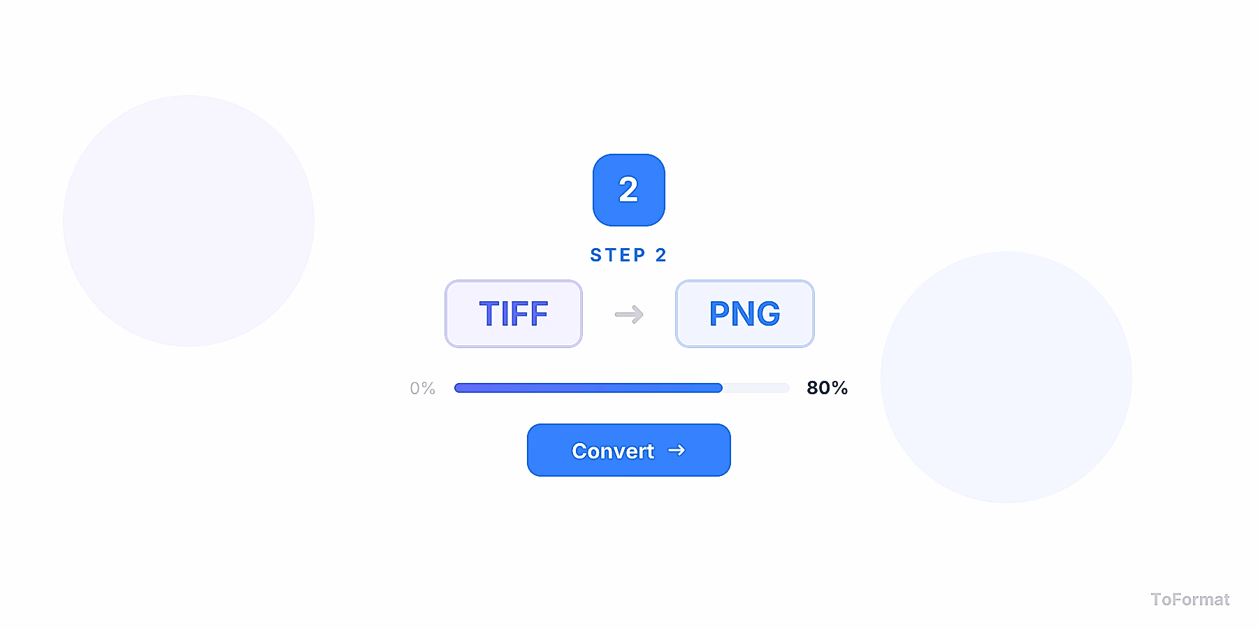 Step 2 — converting TIFF to PNG, quality settings for TIFF to PNG on ToFormat