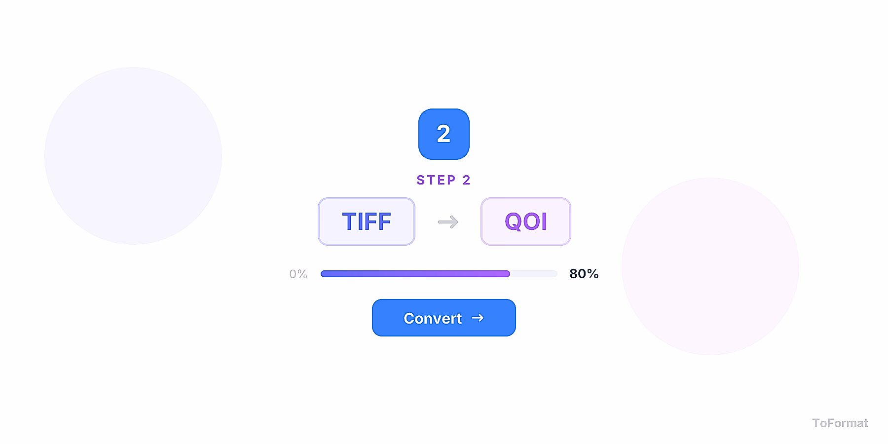 Step 2 — converting TIFF to QOI, quality settings for TIFF to QOI on ToFormat