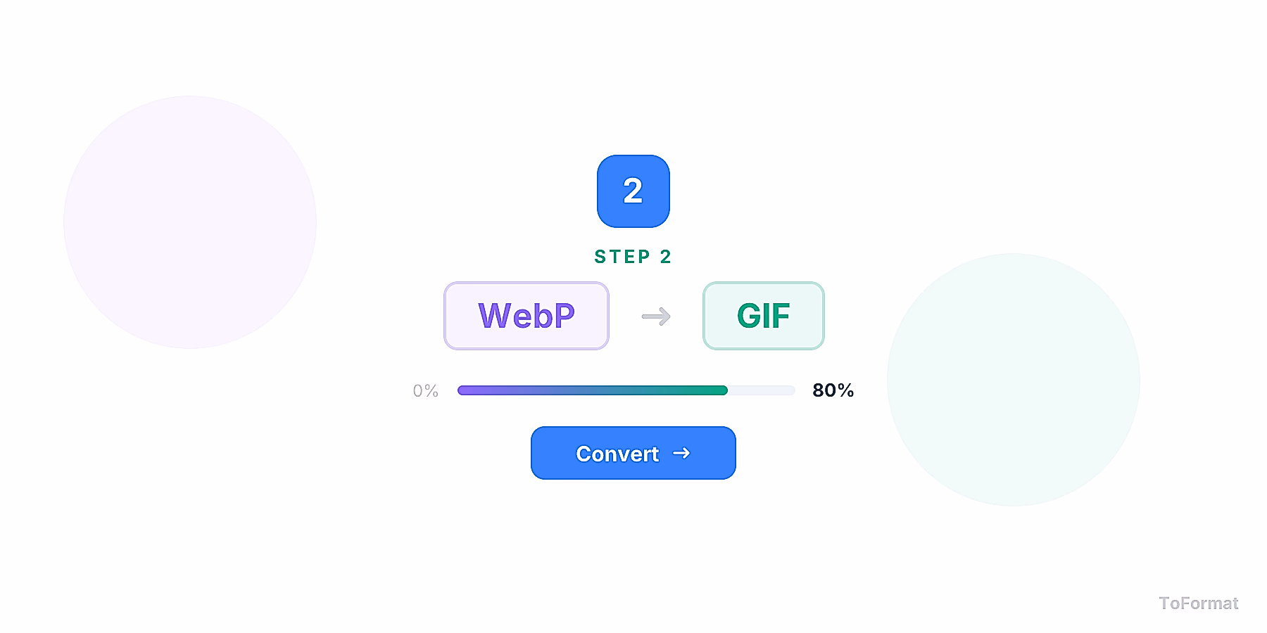 Step 2 — converting WEBP to GIF, quality settings for WEBP to GIF on ToFormat
