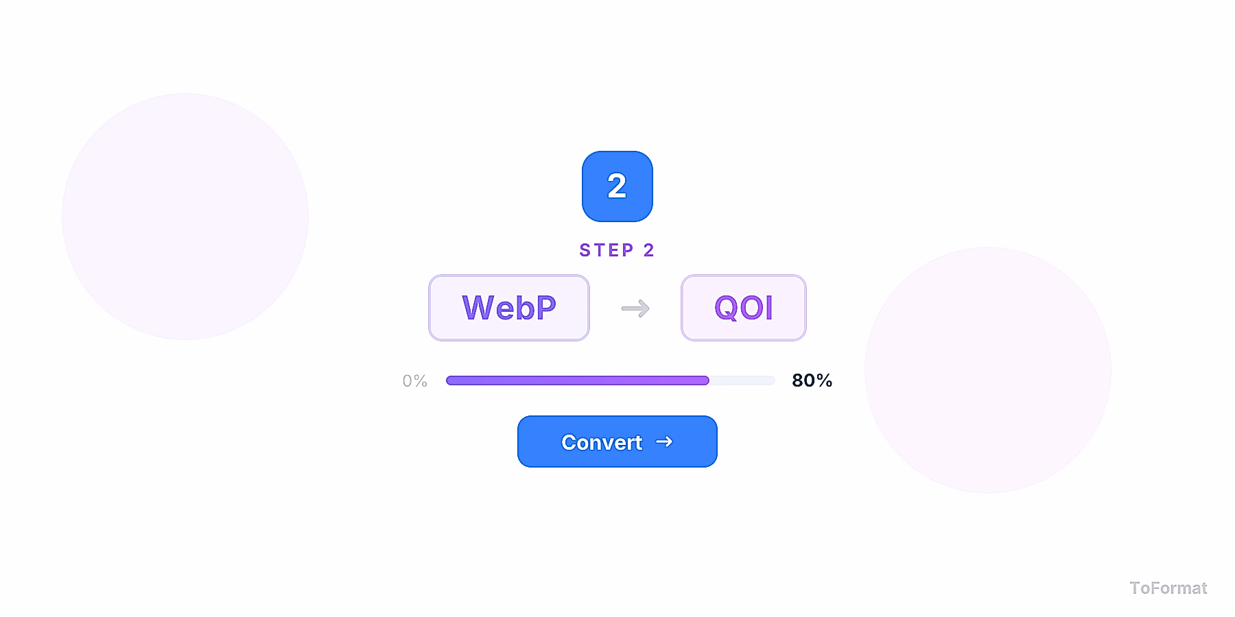 Step 2 — converting WEBP to QOI, quality settings for WEBP to QOI on ToFormat