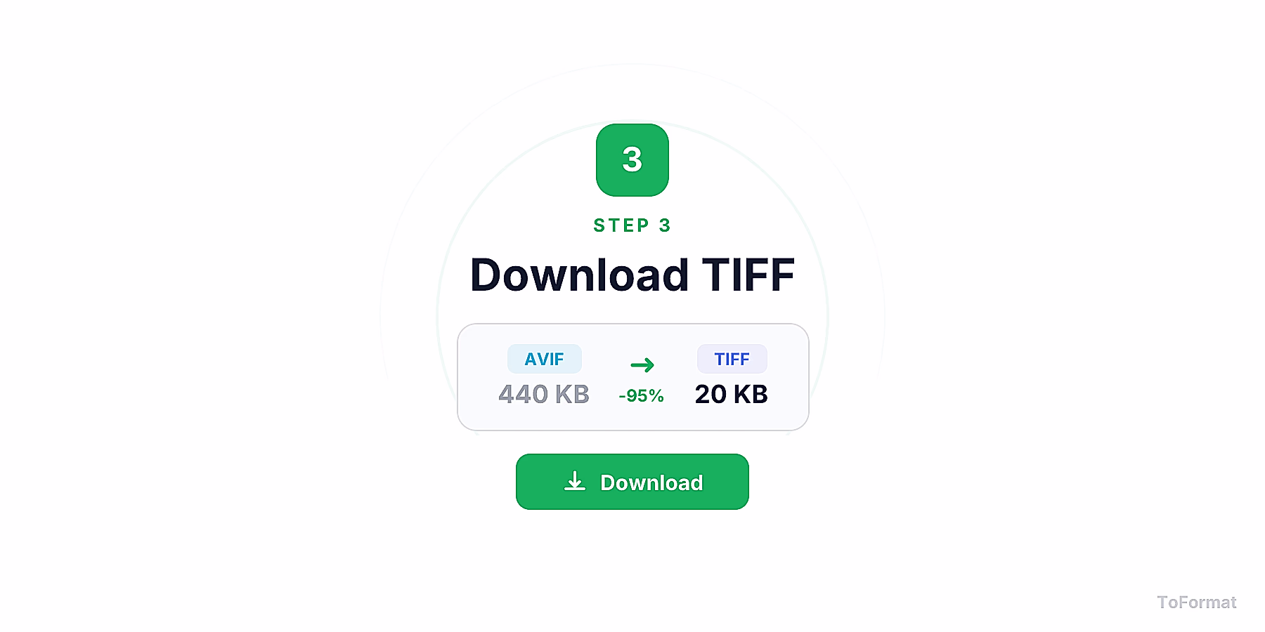 Step 3 — downloading converted TIFF file after AVIF to TIFF conversion on ToFormat