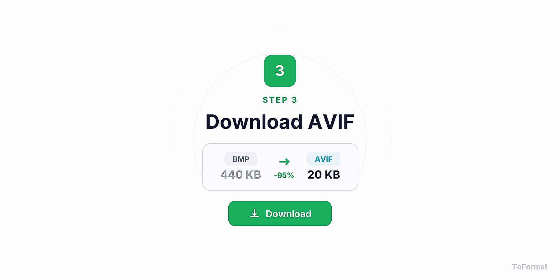 Step 3 — downloading converted AVIF file after BMP to AVIF conversion on ToFormat