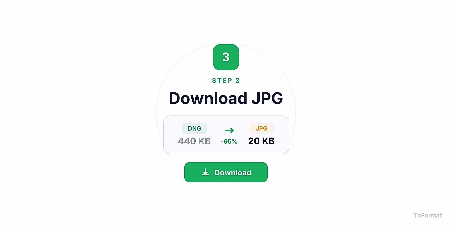 Step 3 — downloading converted JPG file after DNG to JPG conversion on ToFormat