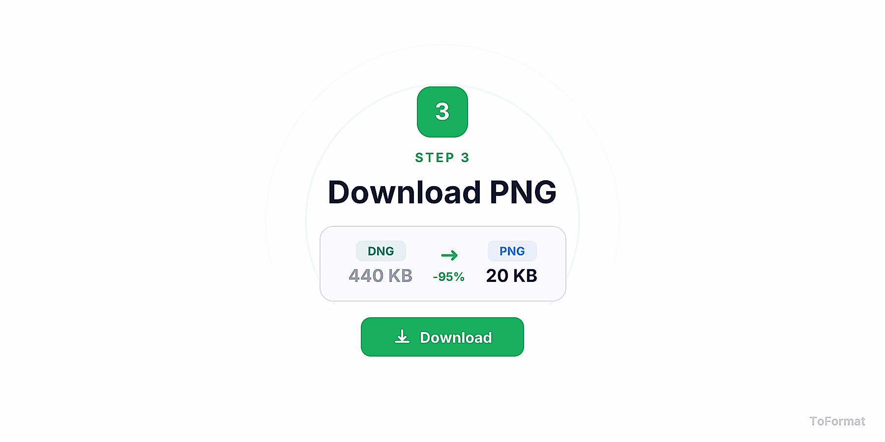 Step 3 — downloading converted PNG file after DNG to PNG conversion on ToFormat