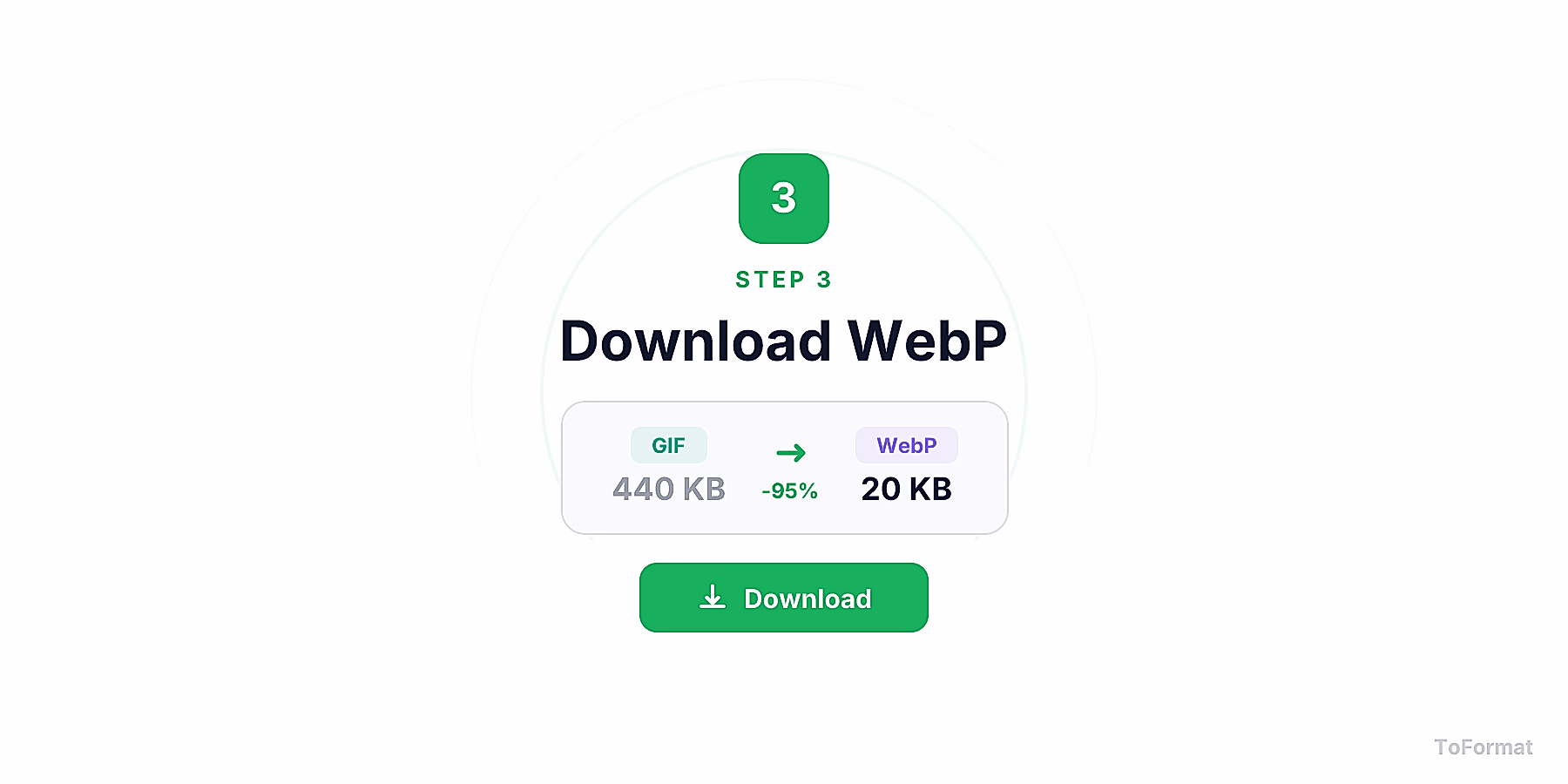 Step 3 — downloading converted WEBP file after GIF to WEBP conversion on ToFormat