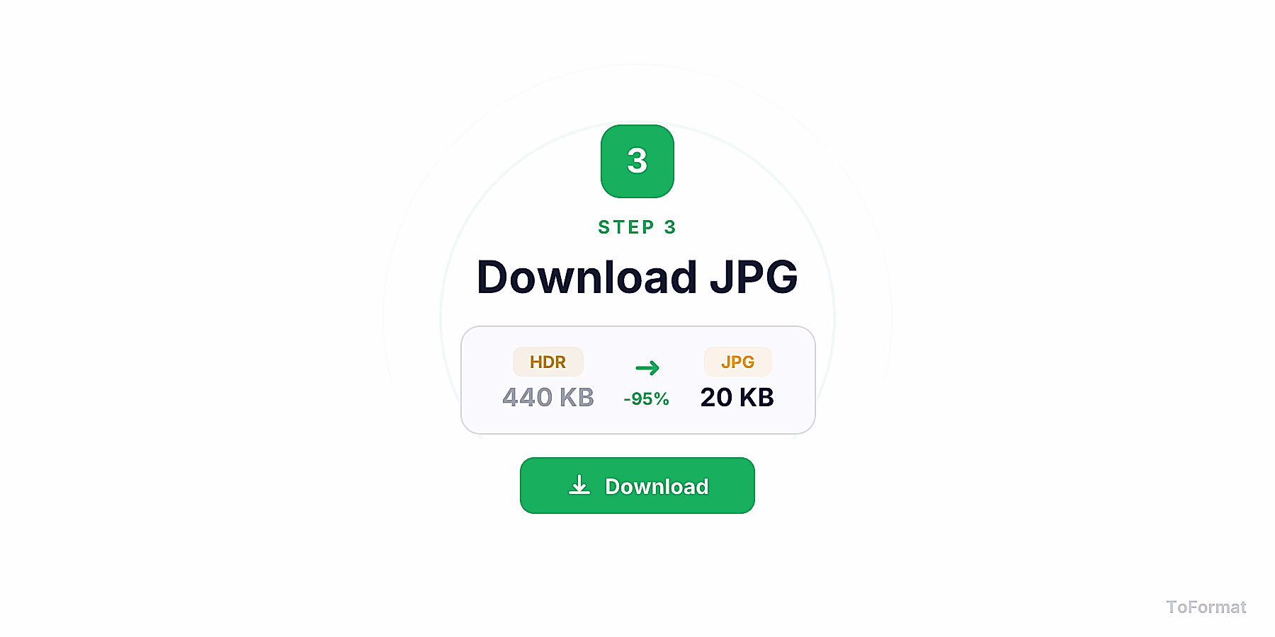Step 3 — downloading converted JPG file after HDR to JPG conversion on ToFormat