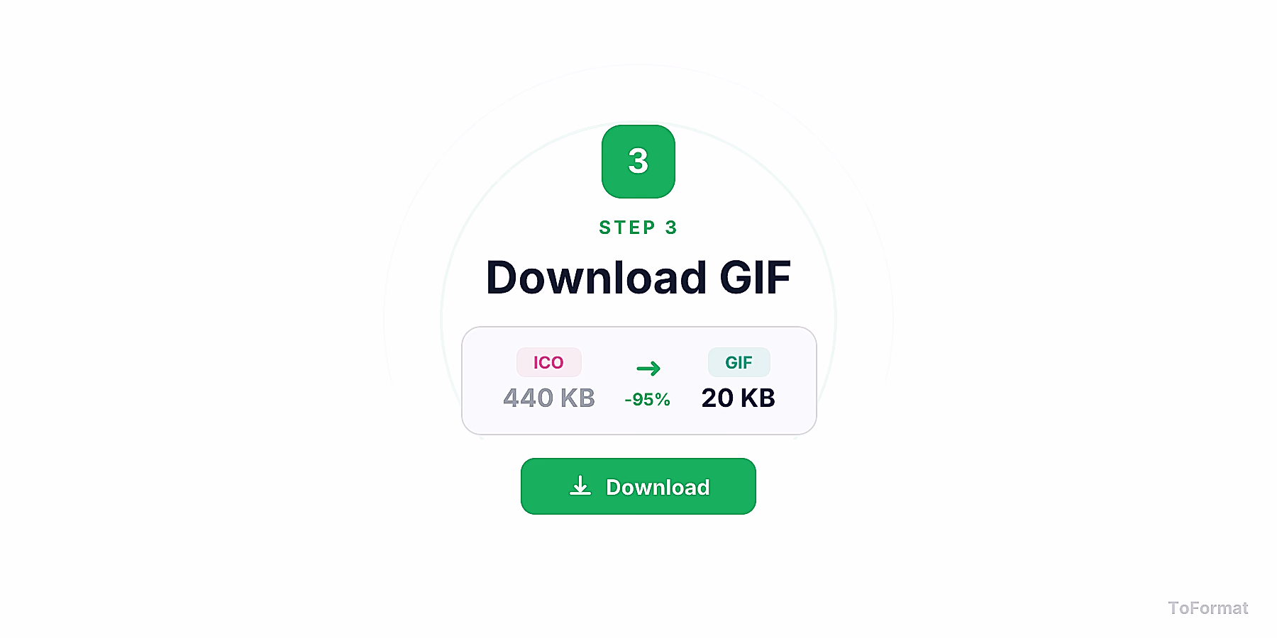 Step 3 — downloading converted GIF file after ICO to GIF conversion on ToFormat