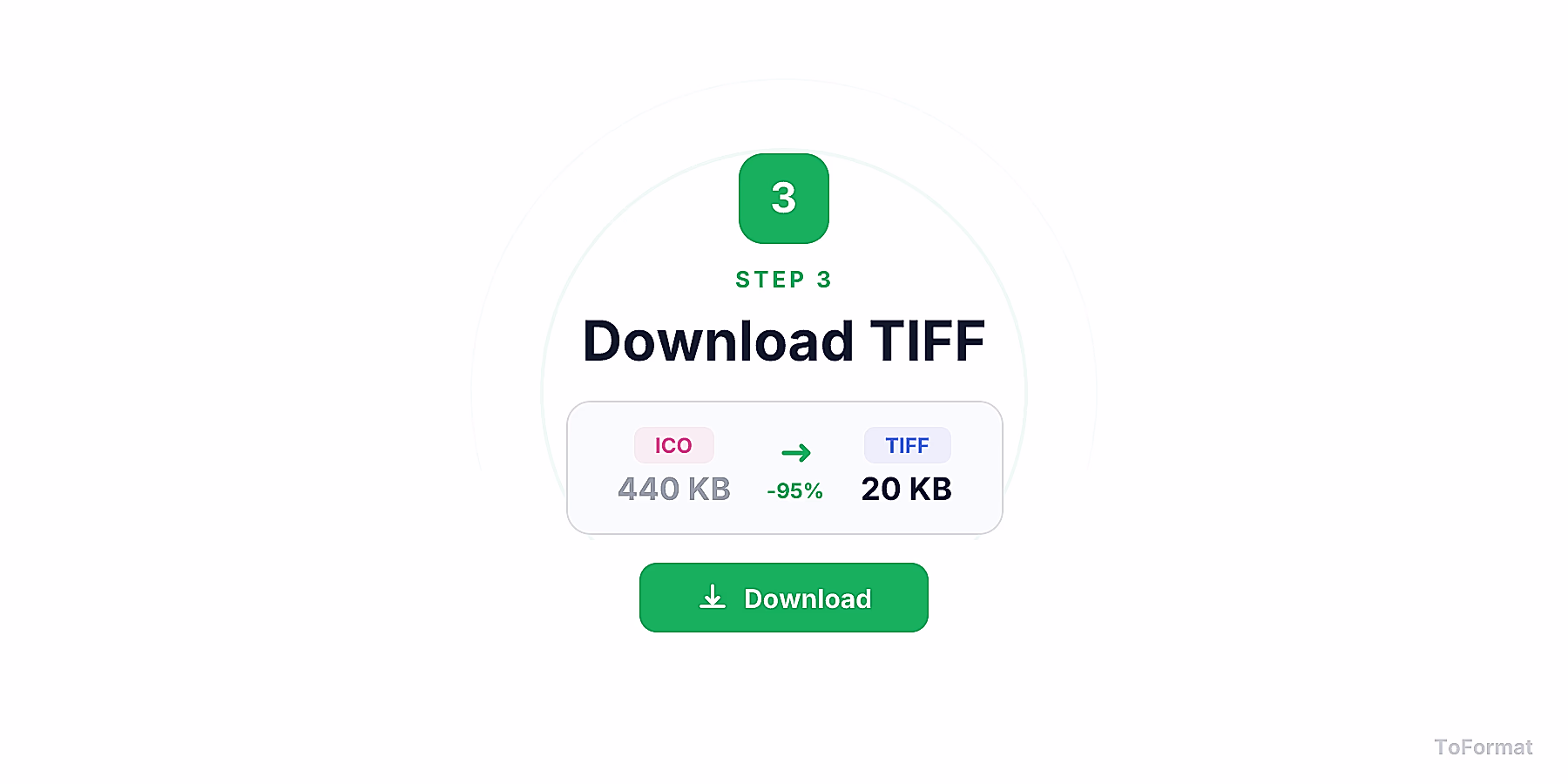 Step 3 — downloading converted TIFF file after ICO to TIFF conversion on ToFormat