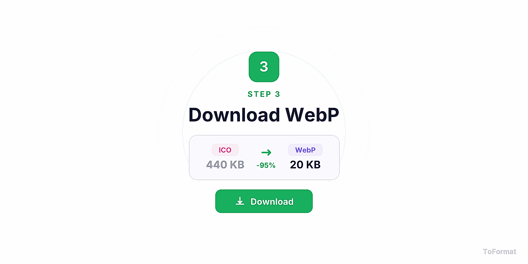 Step 3 — downloading converted WEBP file after ICO to WEBP conversion on ToFormat