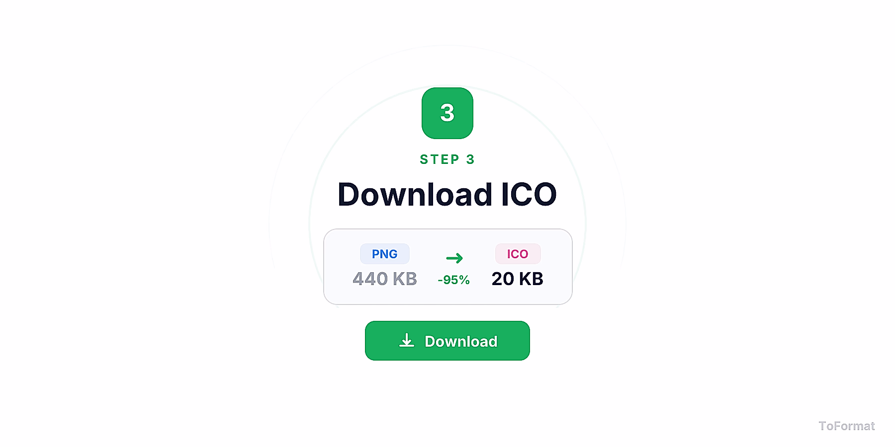 Step 3 — downloading converted ICO file after PNG to ICO conversion on ToFormat