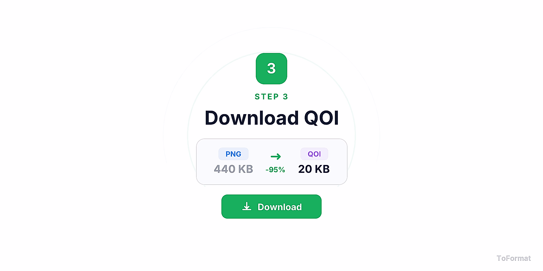 Step 3 — downloading converted QOI file after PNG to QOI conversion on ToFormat