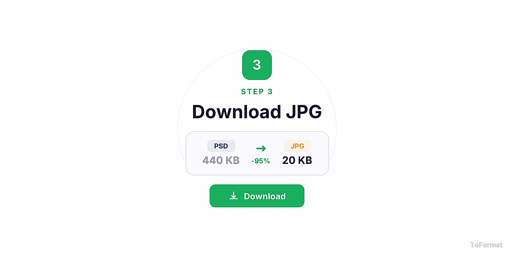 Step 3 — downloading converted JPG file after PSD to JPG conversion on ToFormat
