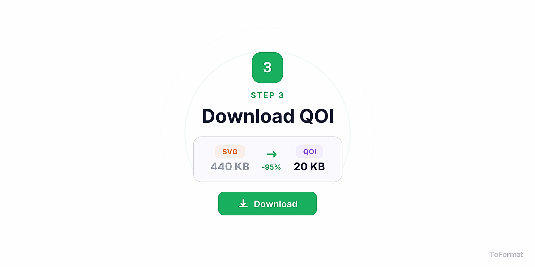 Step 3 — downloading converted QOI file after SVG to QOI conversion on ToFormat