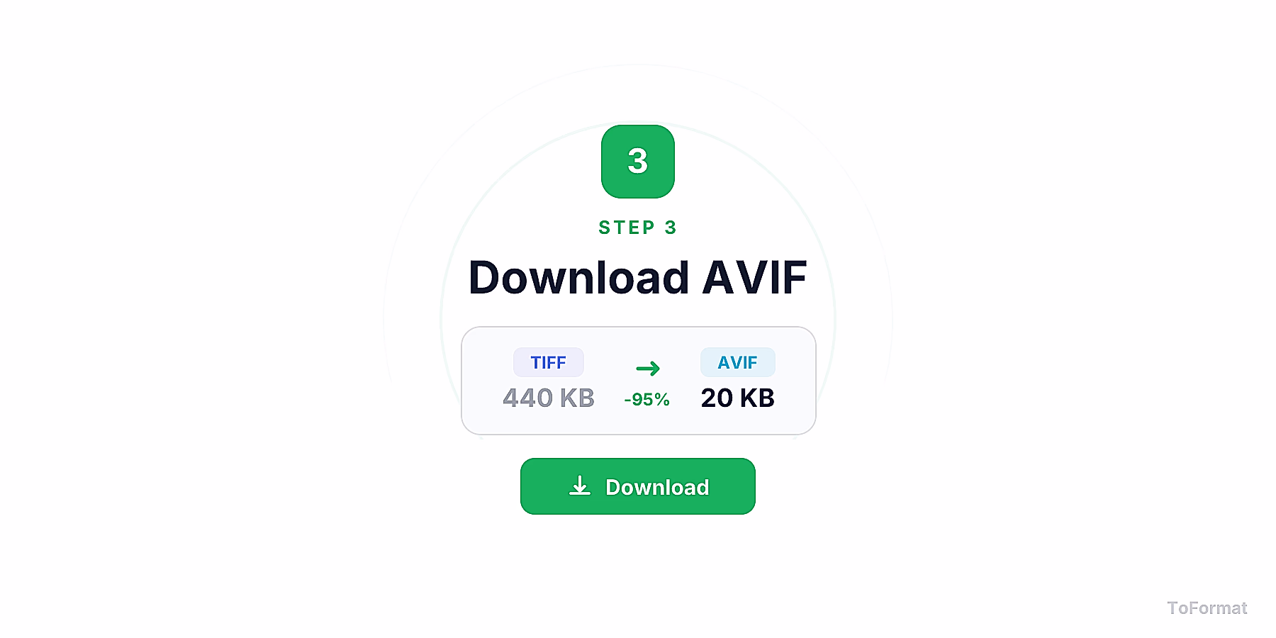 Step 3 — downloading converted AVIF file after TIFF to AVIF conversion on ToFormat