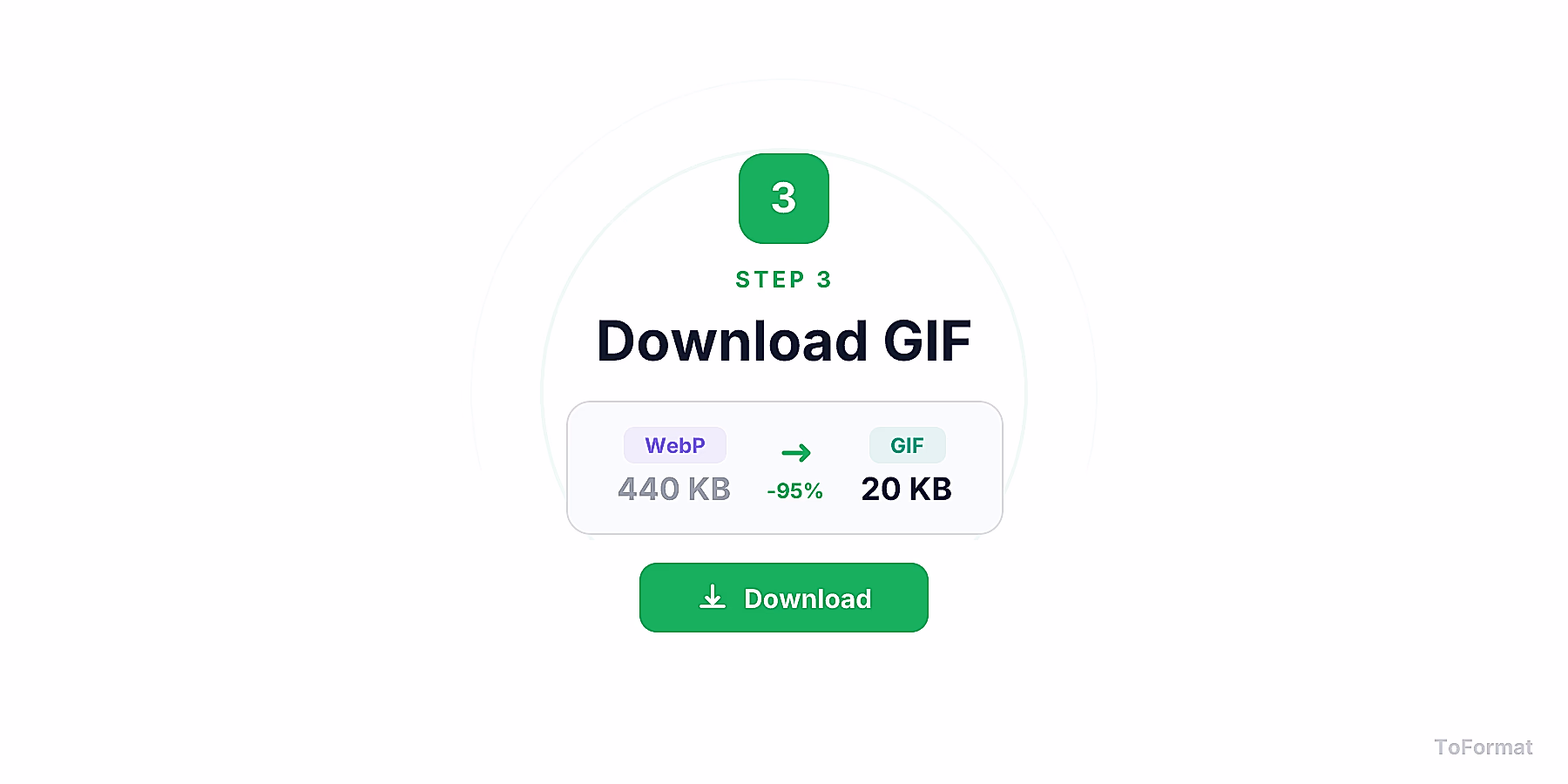 Step 3 — downloading converted GIF file after WEBP to GIF conversion on ToFormat