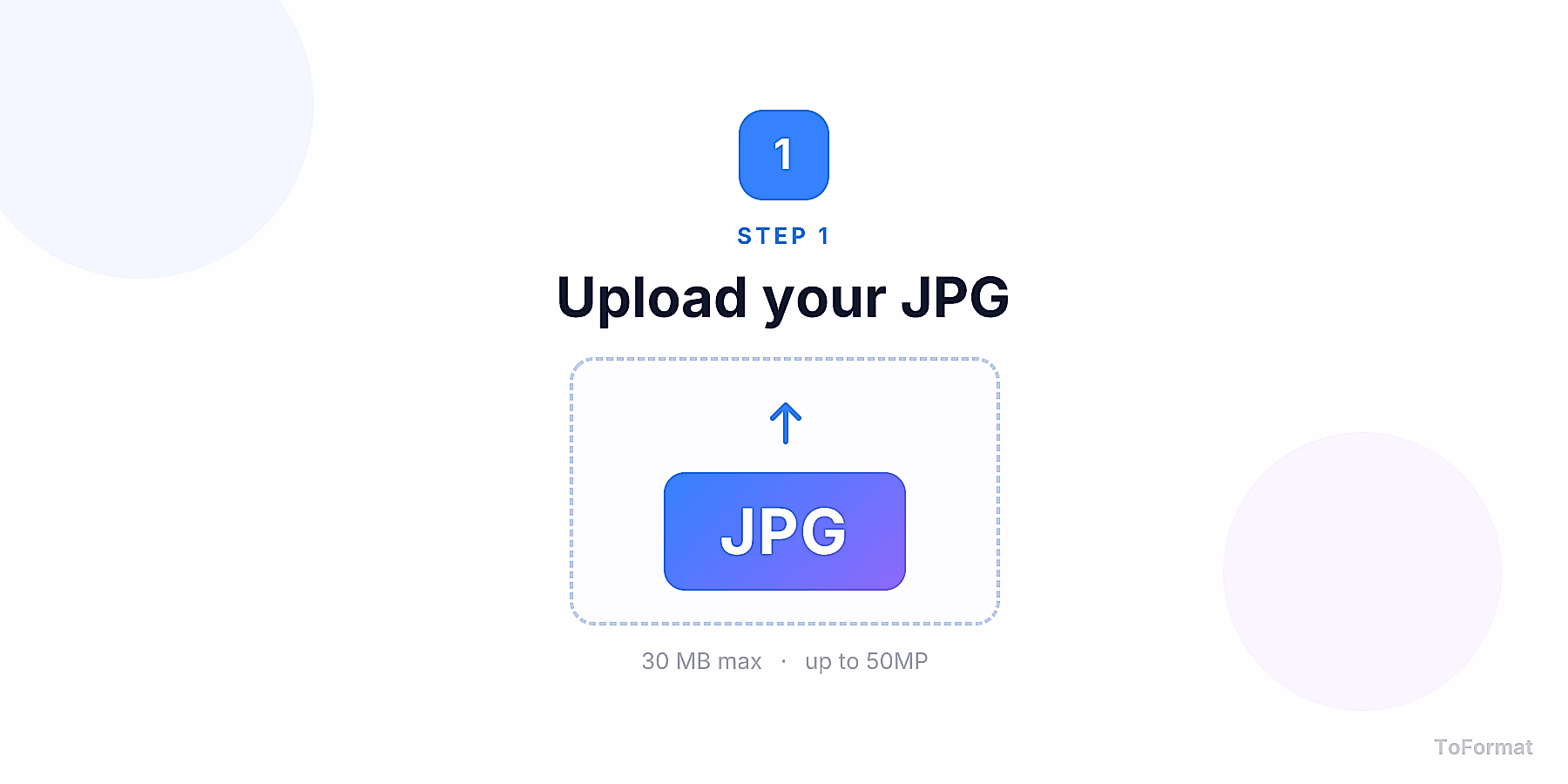 Step 1 — uploading JPG image for AI enhancement on ToFormat