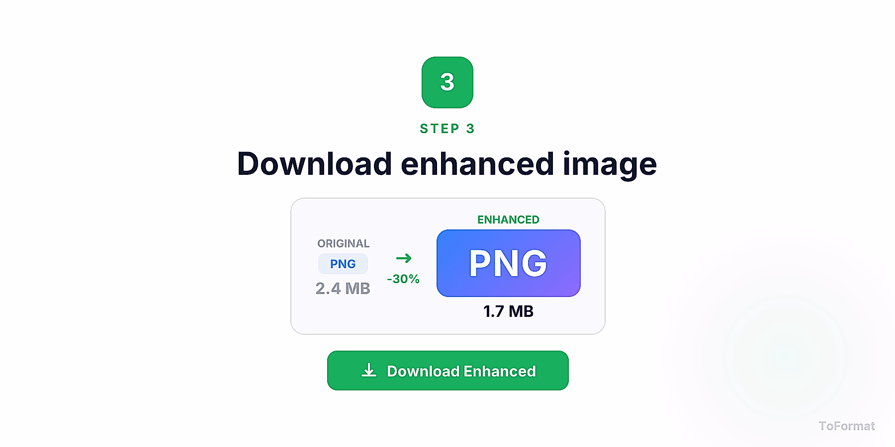 Step 3 — downloading enhanced PNG image after AI processing on ToFormat